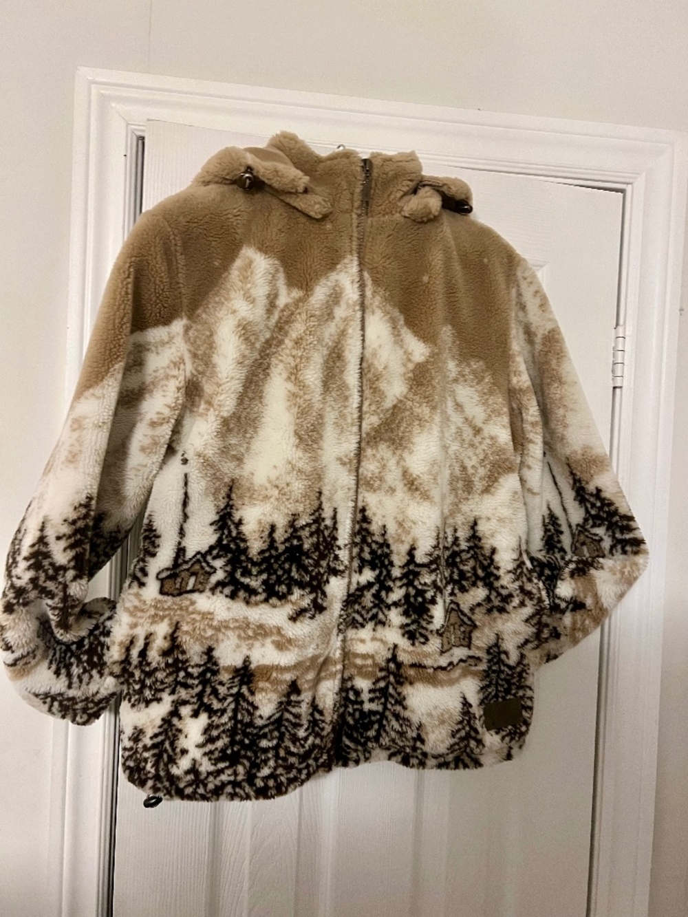 EGO Sherpa Zip Up Sweater with Print